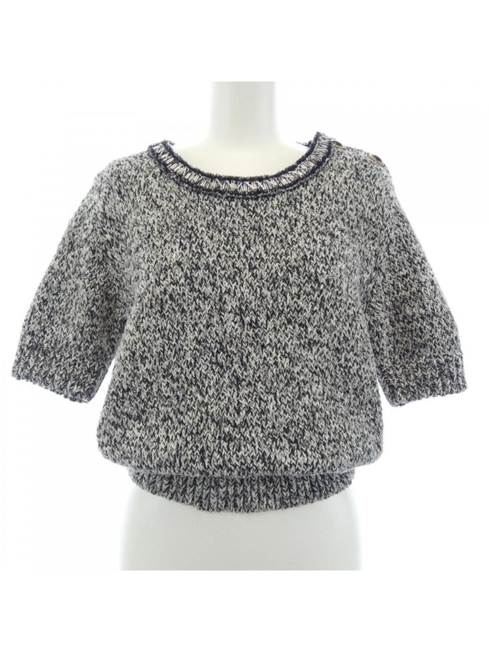 Louis Vuitton Rhinestone Trim Tweed Knit Sweater